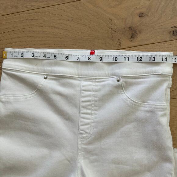 Spanx White Flare Raw Edge Pull On Stretch Cropped Jean Cotton Medium - Picture 3 of 7